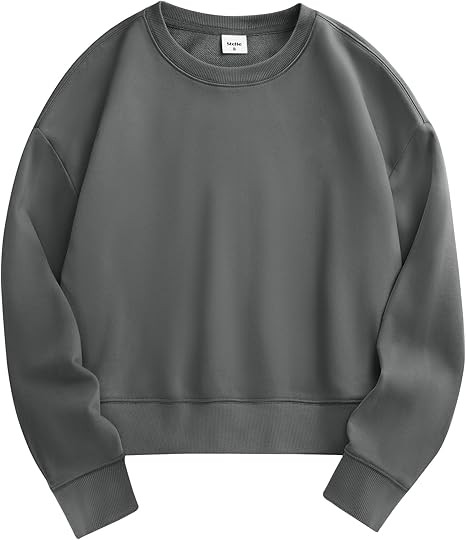 Stelle Cropped Sweatshirts for Women Cotton Long Sleeve Crop Tops Crewneck Pullover Oversized Swe... | Amazon (US)