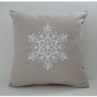 Christmas Snowflake Pillow Cover Sunbrella Indoor Outdoor Decor | Etsy (US)