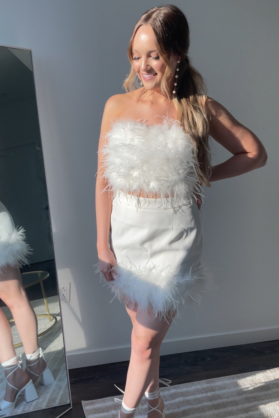 Glitz & Glam feather top bachelorette outfit

#LTKwedding #LTKstyletip