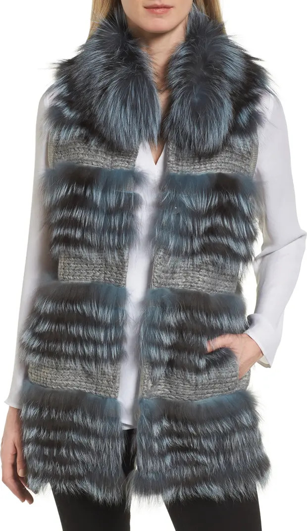 Knit Vest with Genuine Fox Fur Trim | Nordstrom