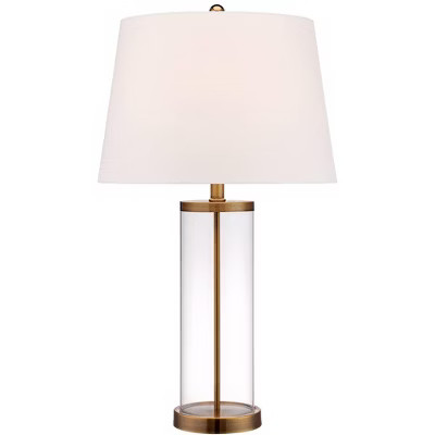360 Lighting Coastal Table Lamp 26" High Glass Cylinder Gold Fillable White Drum Shade for Living... | Target