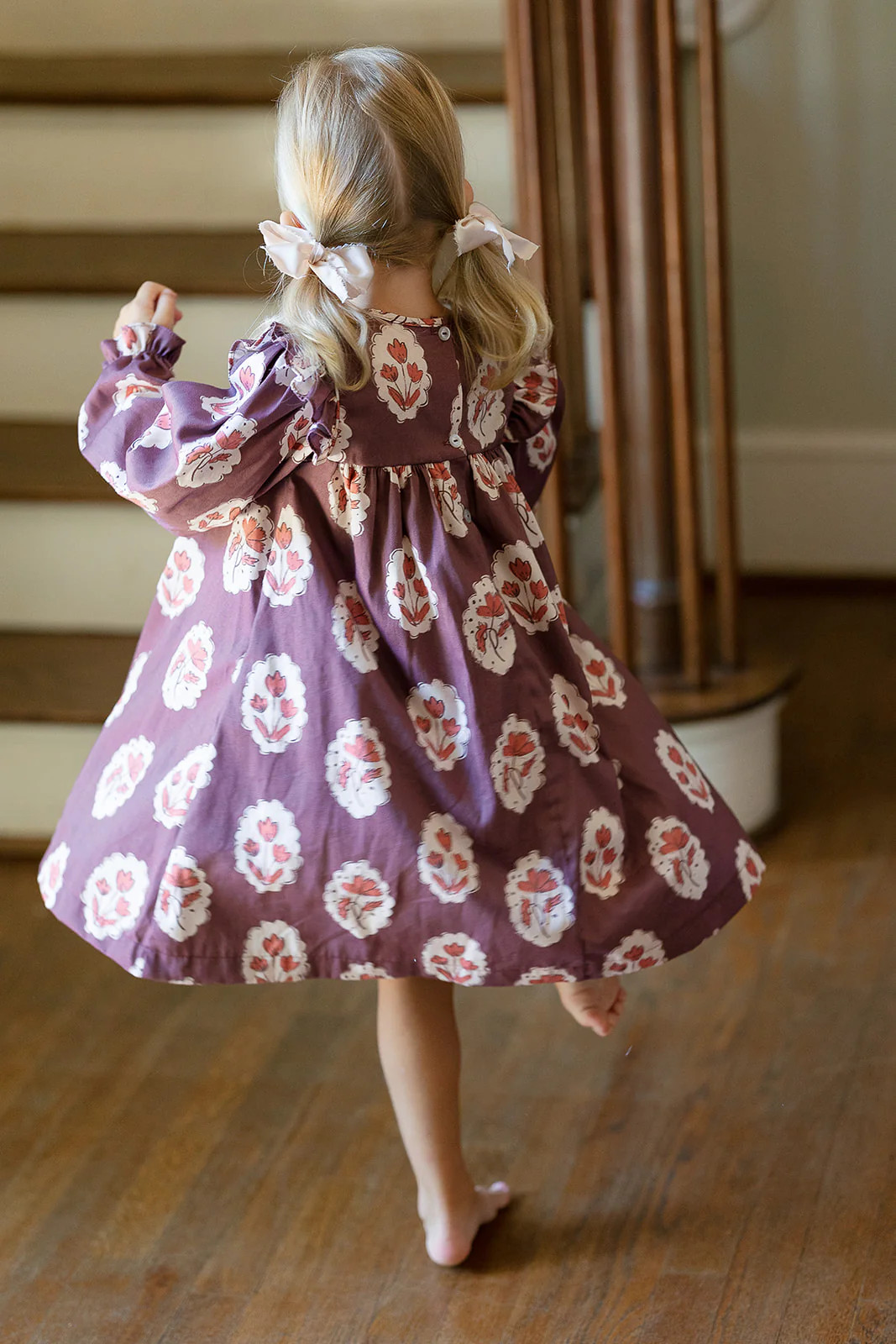 Britta Dress in Intaglio Maroon | Sun House Children's