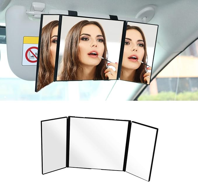 Tri-Fold Car Visor Mirror,LECAMEBOR HD Car Universal Folding Car Sun Visor Cosmetic Mirror,Multi-... | Amazon (US)