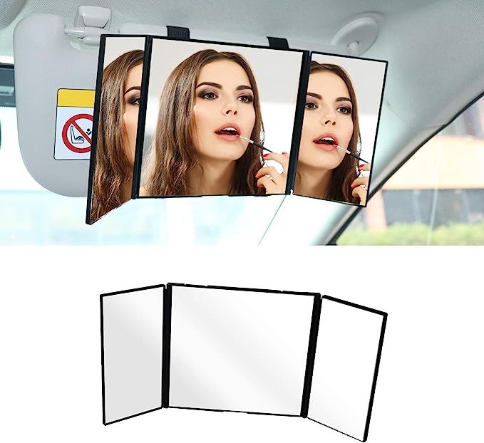 Tri-Fold Car Visor Mirror,LECAMEBOR HD Car Universal Folding Car Sun Visor Cosmetic Mirror,Multi-... | Amazon (US)