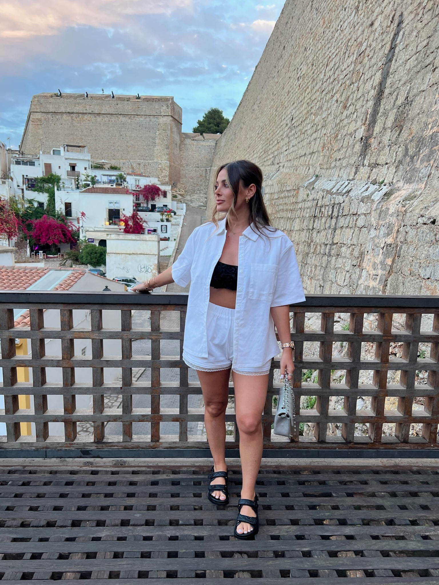 Summer outfit, 4th & reckless, shirt and shorts co ord, white outfit, casual holiday outfit, coord, comfy outfit, Chanel sandals 

#LTKsummer #LTKstyletip #LTKuk