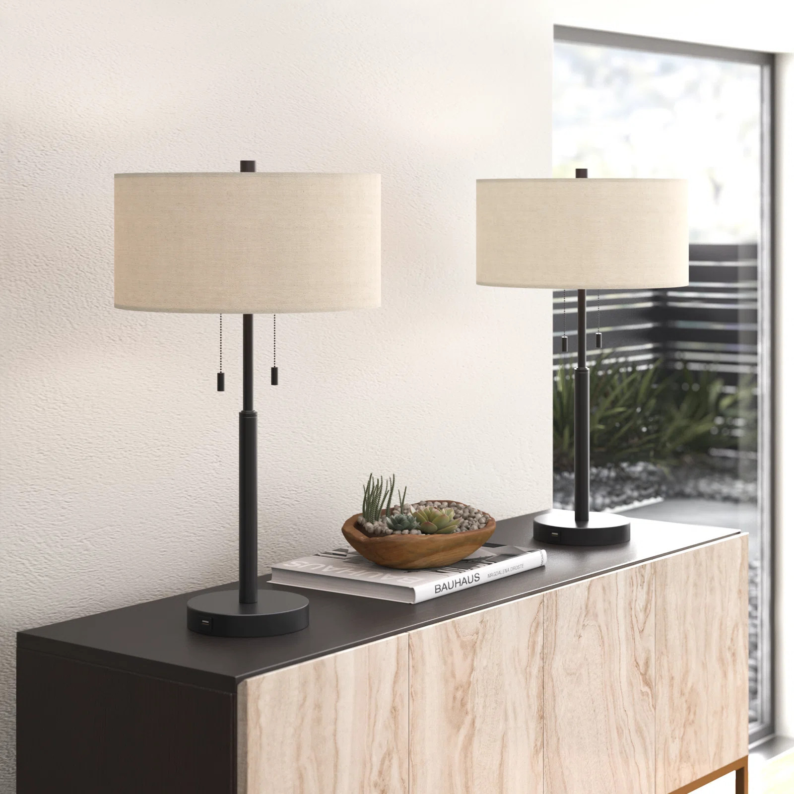 Beaulah Metal USB Table Lamp (Set of 2) | Wayfair North America