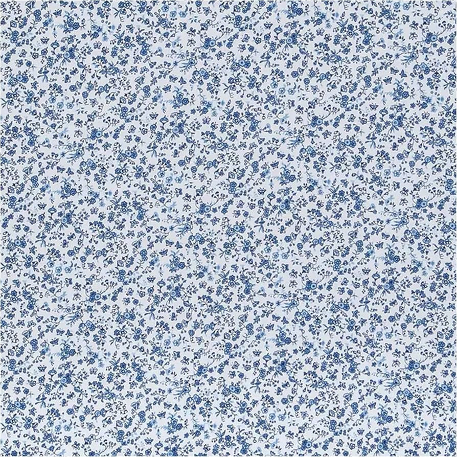 Hobby Lobby White & Blue Monotone Floral Cotton Calico Fabric, 2 Yards | Amazon (US)