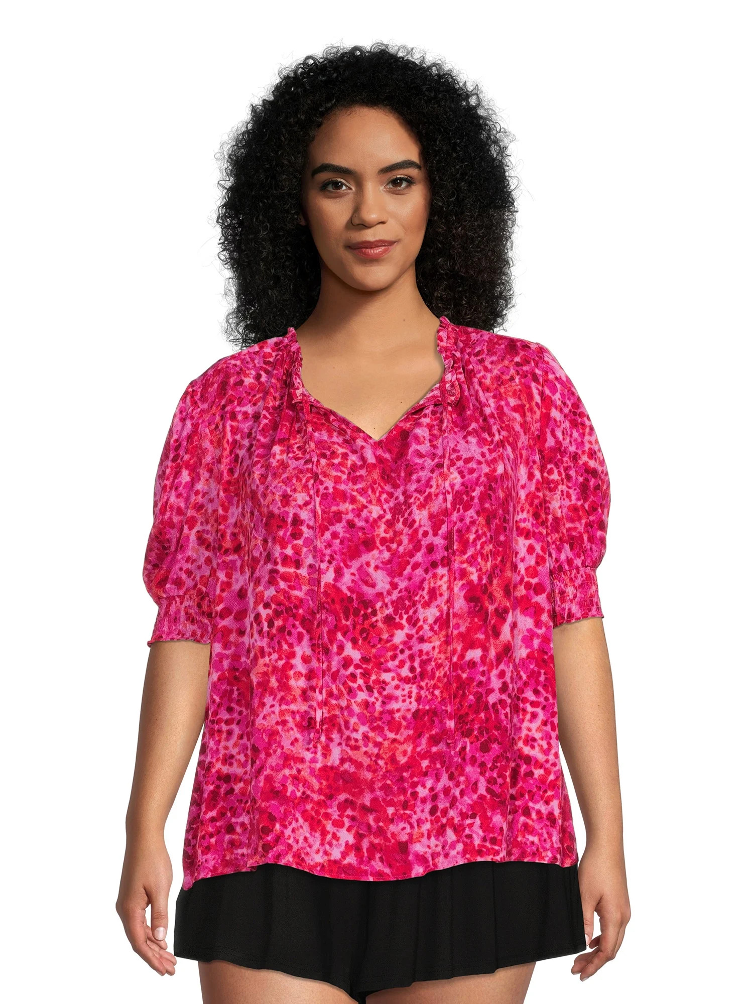 Terra & Sky Women's Plus Size Puff Sleeve Peasant Top | Walmart (US)