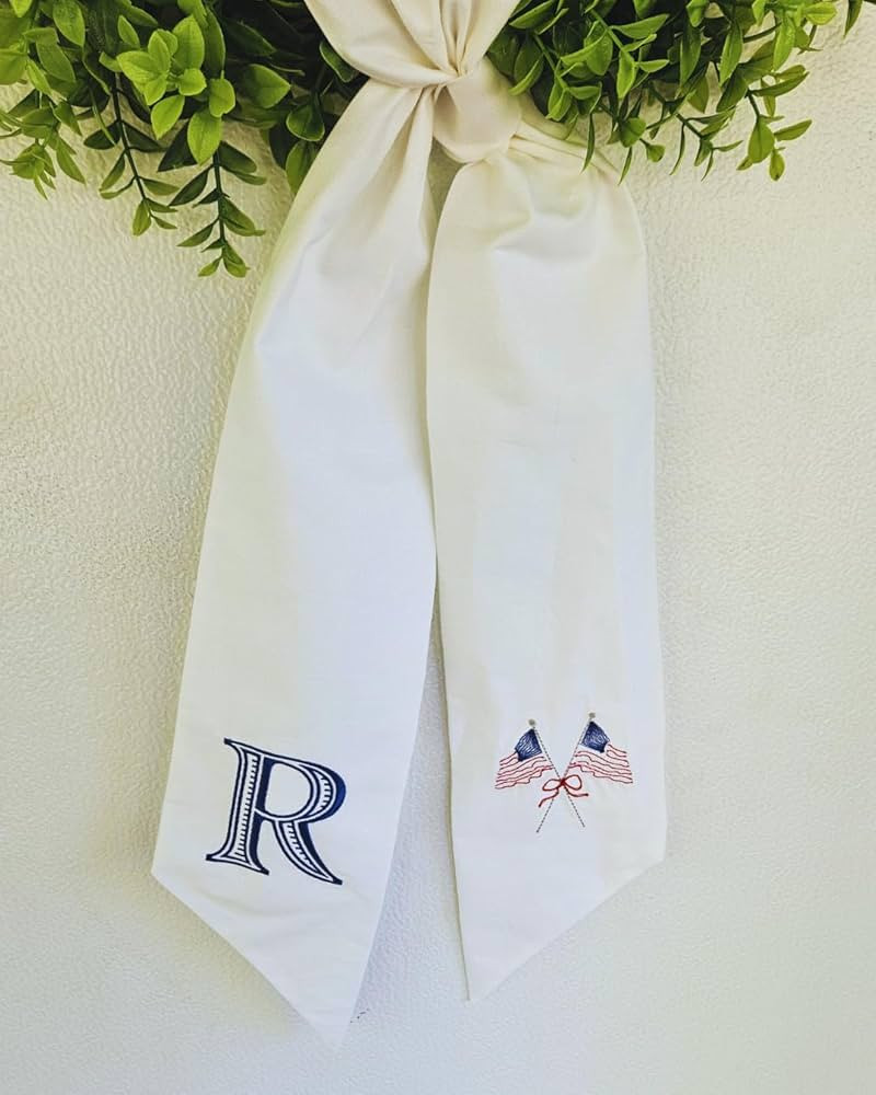 Monogram Wreath Sash, Summer Wreath Sash, 4th of July Wreath Sash, Memorial Day Front Door Decor,... | Amazon (US)