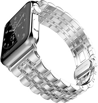 Compatible with Apple Watch Band, Solid Stainless Steel Metal Replacement Watchband Bracelet with... | Amazon (US)