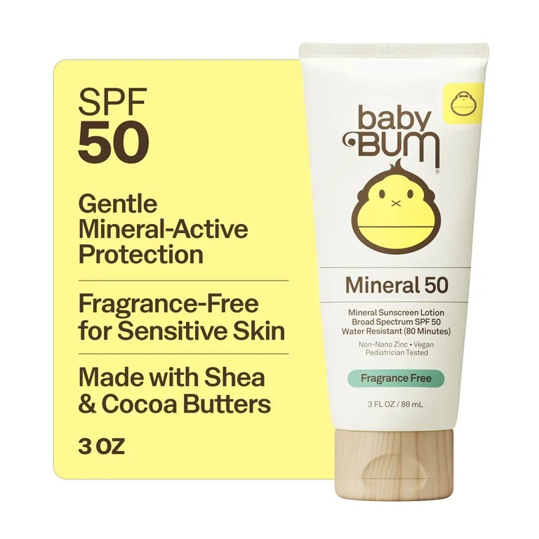 Sun Bum Baby Bum Gentle Mineral-Active Sunscreen Lotion, SPF 50, Fragrance Free, 3 fl oz | Walmart (US)
