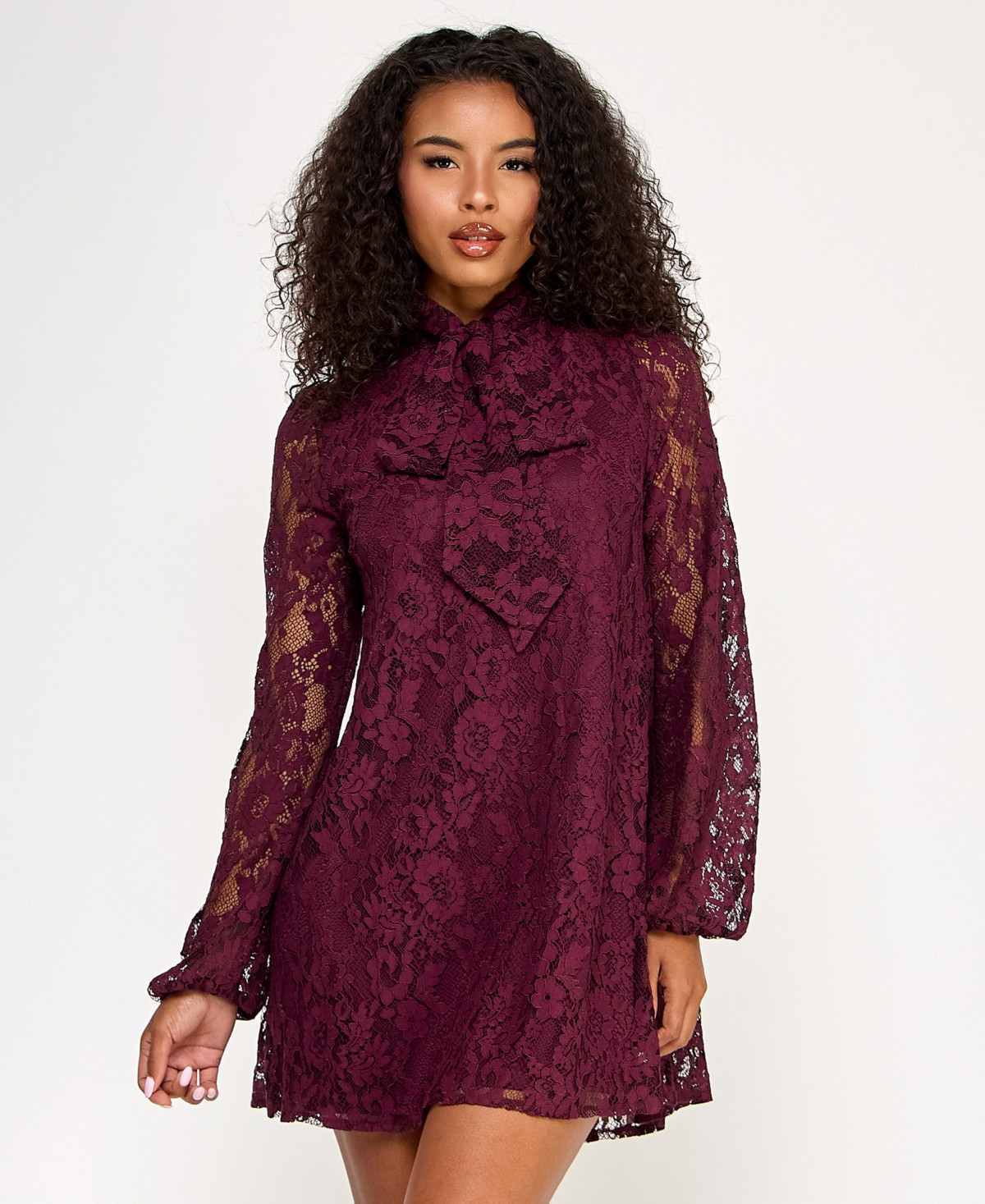 Seni & Cade Juniors' Embroidered Lace Dress - PLUM | Macy's