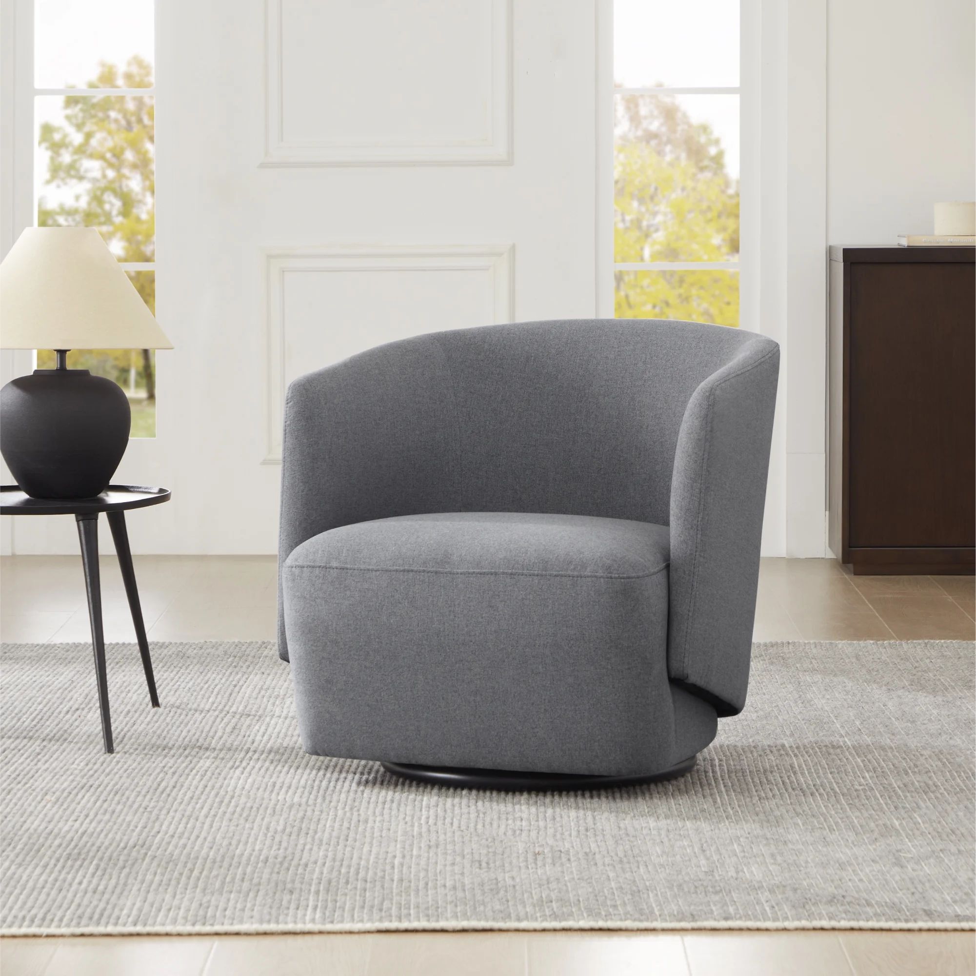 CHITA Swivel Accent Chair Upholstered Barrel Arm Chair for Living Room Bedroom, Fabric in Gray | Walmart (US)