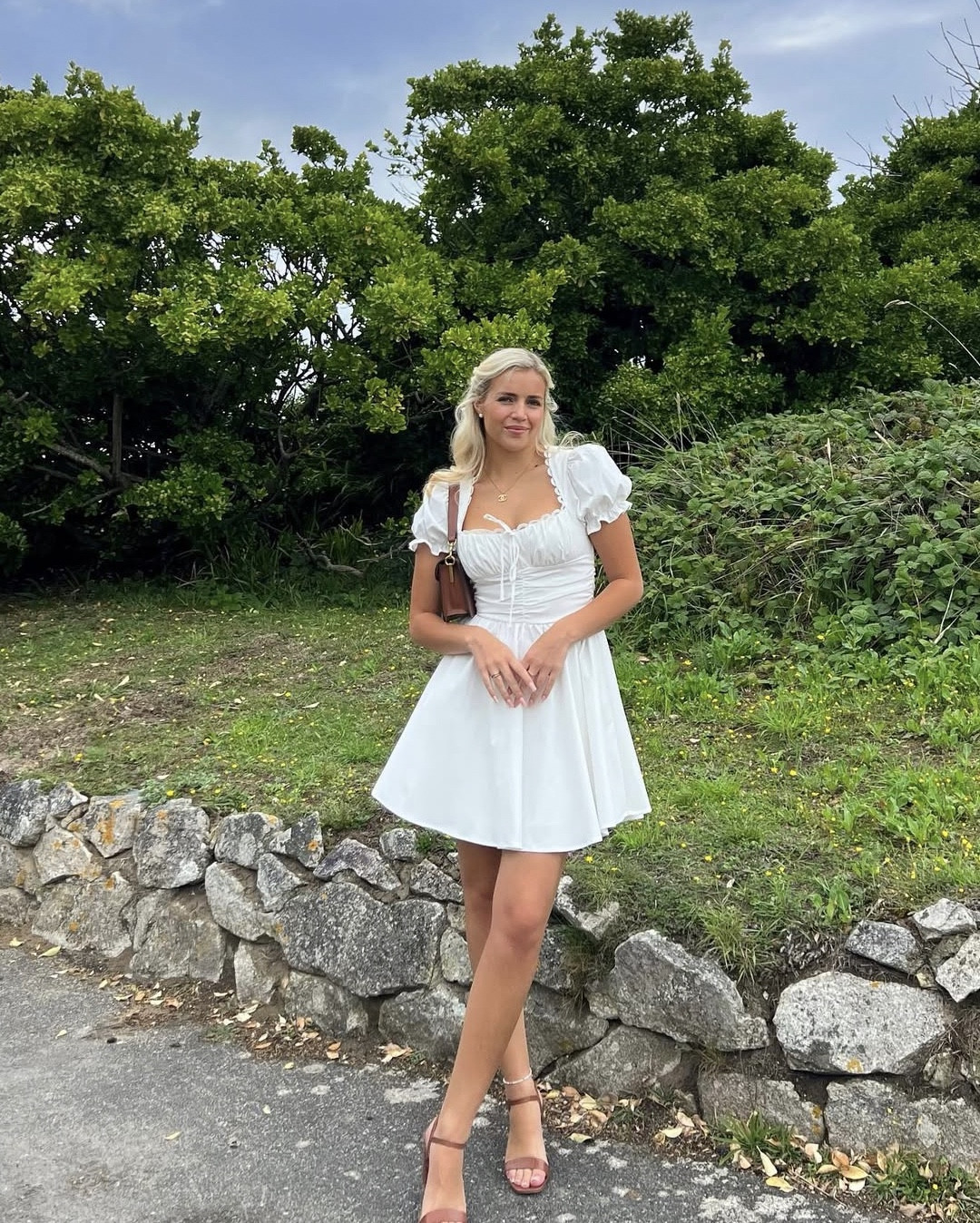 Ah a little white dress✨ White dress, white mini dress, mini dress, brown heels, brown sandals, brown bag, brown shoulder bag, white puff sleeve, princess dress, summer outfit💫

#LTKeurope #LTKdatenight #LTKuk