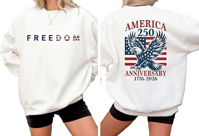 Freedom 250 USA Anniversary Apparel, 1776–2026 Patriotic T-Shirt Hoodie Sweatshirt, American Pr... | Amazon (US)