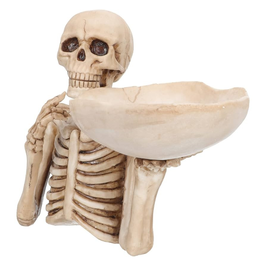 DOITOOL Halloween Skeleton Candy Bowl and Holder - Skull Fruit Tray | Amazon (US)