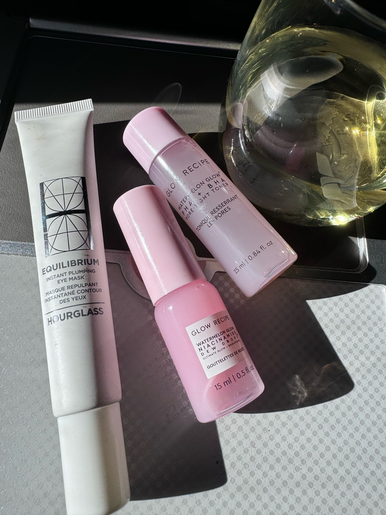 Airplane mode skin care for the hydration
Dew drops to keep skin feeling moisturized and to keep a little glow
Eye plumping mask because duh- can't have tired eyes! 

#LTKfindsunder100 #LTKtravel #LTKbeauty