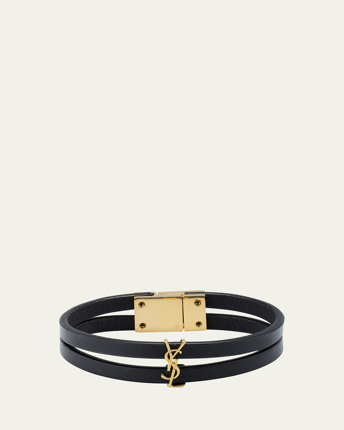 Two-Row Leather Logo Bracelet | Bergdorf Goodman