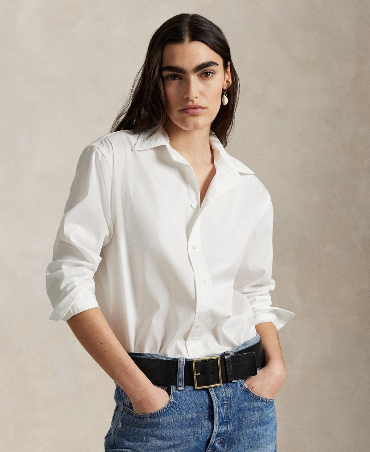 Polo Ralph Lauren Women's Cotton Woven Oversize Shirt - White | Macy's