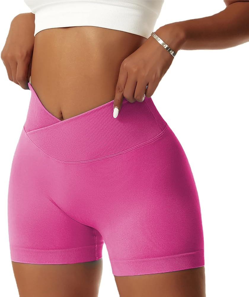 Vertvie Women's Workout Gym Shorts Booty V Cross Spandex Yoga Biker Shorts Scrunch Butt High Wais... | Amazon (US)