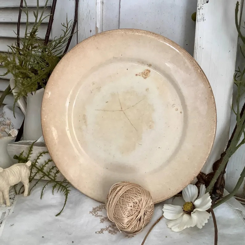 Antique Stained Ironstone Dinner Plate 9"  French Country Farmhouse Cottage Decor Wall Art | Etsy (US)