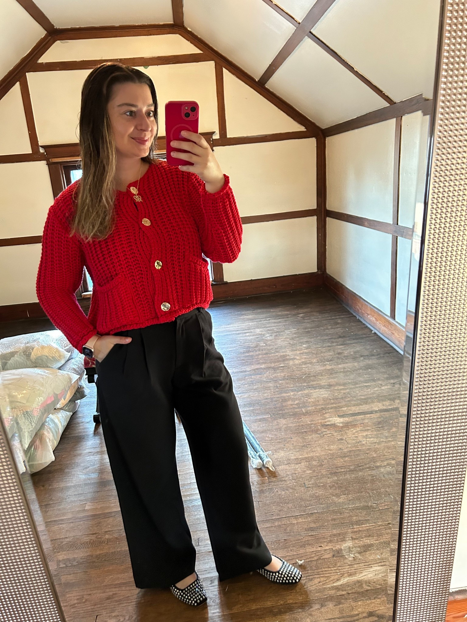 Chunky knit red sweater, tailored curve love dress pants, bedazzled flats, office outfit, workwear fall idea 

#LTKSaleAlert #LTKShoeCrush #LTKWorkwear