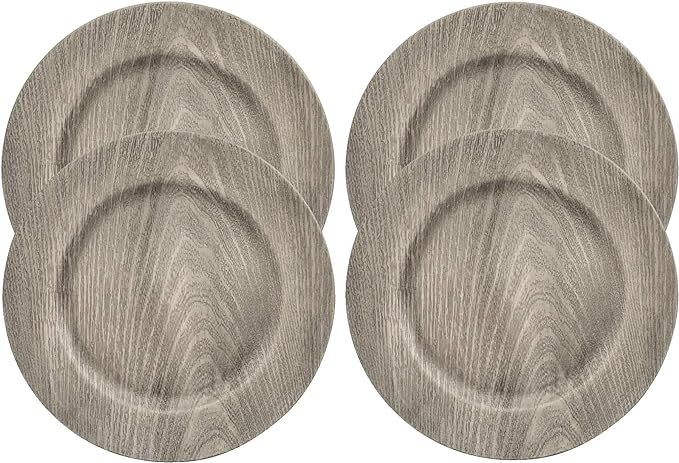 Rustic Distressed Farmhouse Faux Wood 13 in. Charger Plates in Gray Finish - Pack of 4 | Amazon (US)