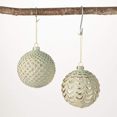 4"H Sullivans Modern Gold Ornament - Set of 2  Multicolored Christmas Ornaments | Target