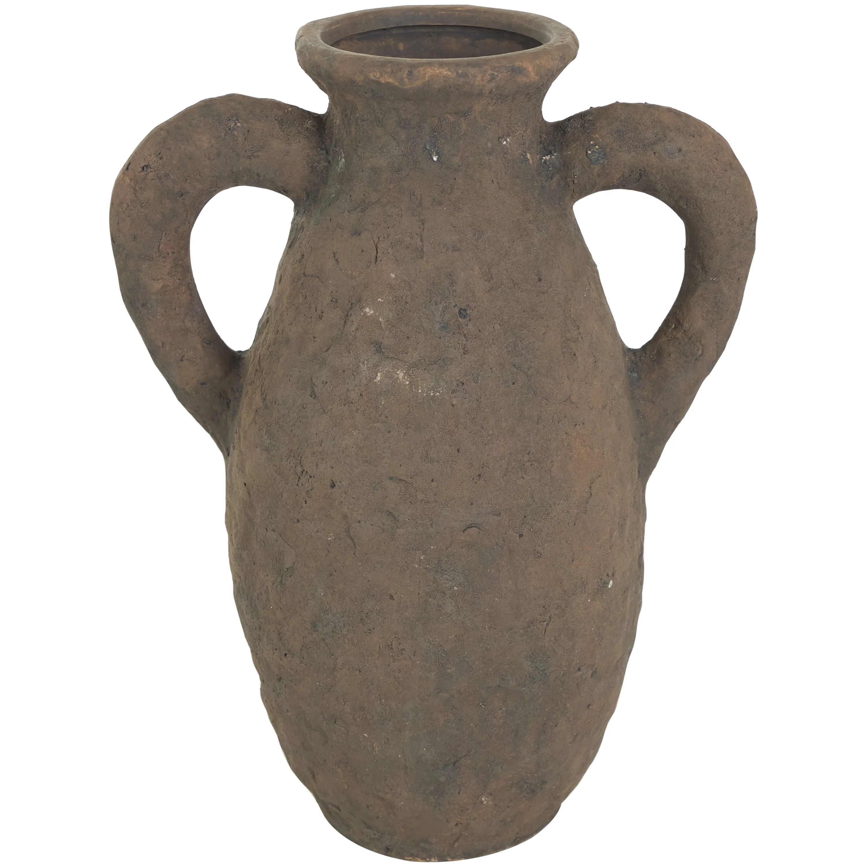 DecMode 14" Handmade Textured Dark Brown Ceramic Vase with Wide Rounded Handles | Walmart (US)