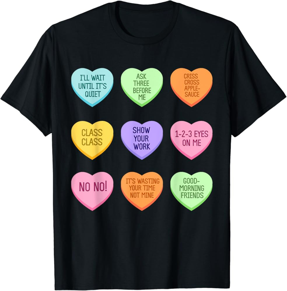 Teacher Valentines Day Funny Conversation Hearts School T-Shirt | Amazon (US)