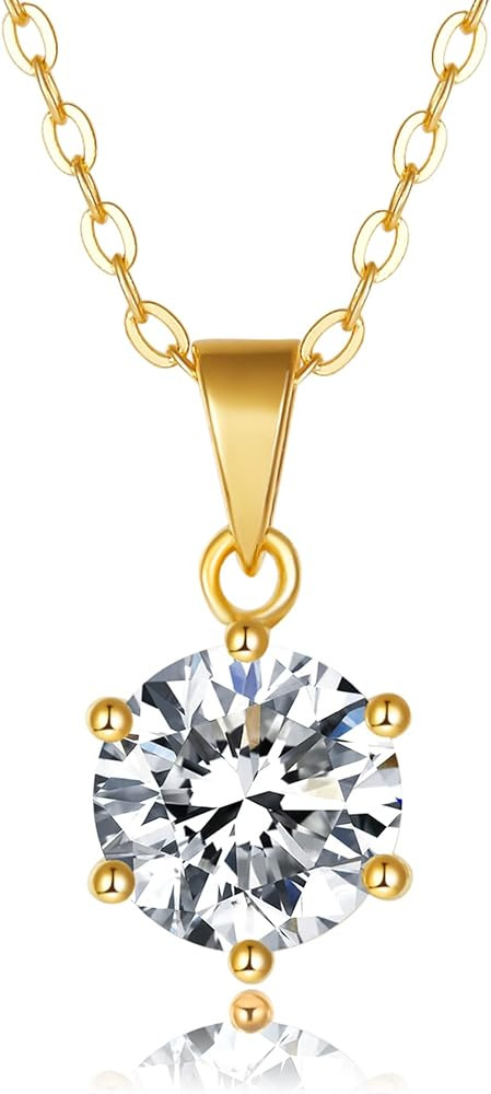 IMOLOVE Moissanite Solitaire Pendant Necklaces for Women Sterling Silver with 18K White Gold Plat... | Amazon (US)