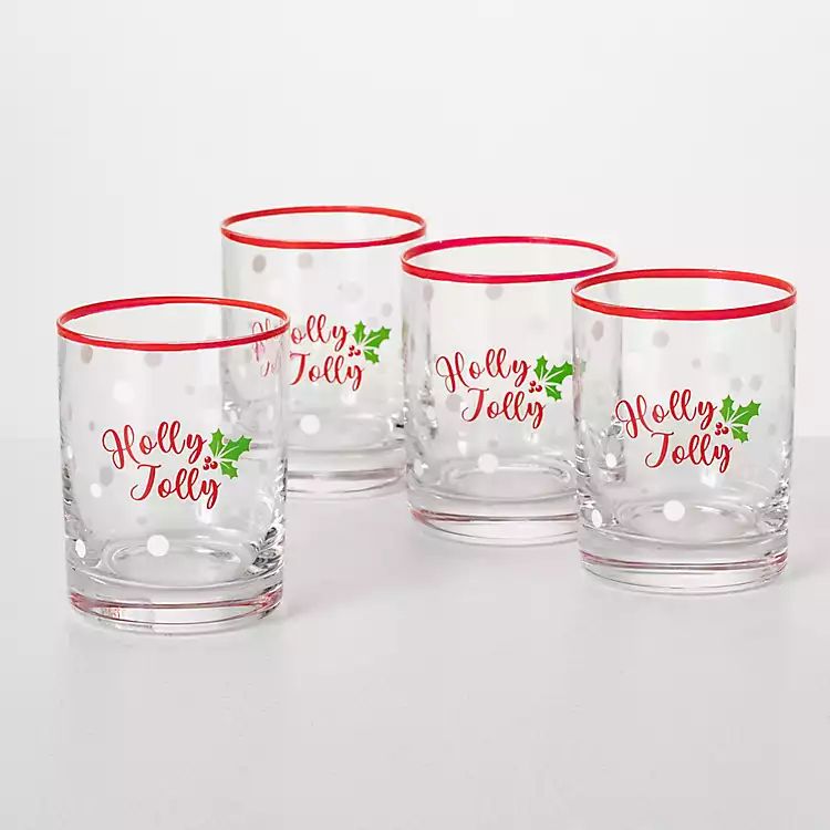 Red Christmas Lowball Glasses, Set of 4 | Kirkland's Home