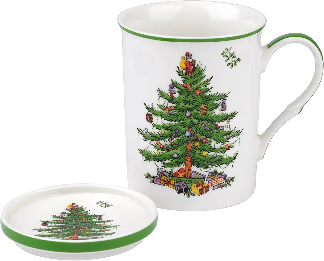 Spode Christmas Tree 12 oz Mug & Coaster Set - Holiday Coffee Cup, Tea Cup, Hot Chocolate Mug, Ch... | Amazon (US)
