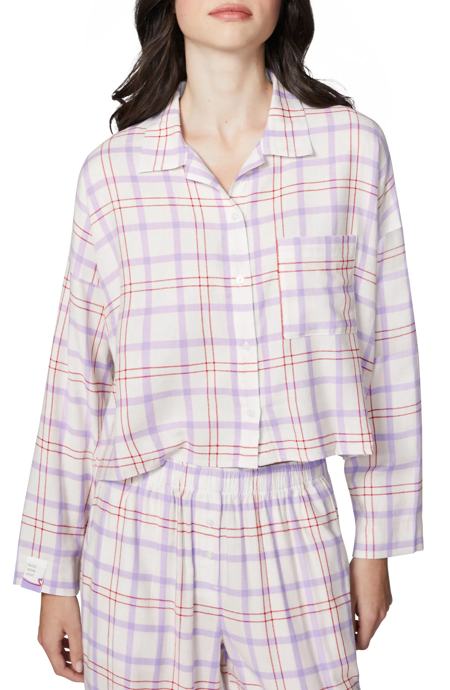 Plaid Flannel Crop Pajama Shirt | Nordstrom