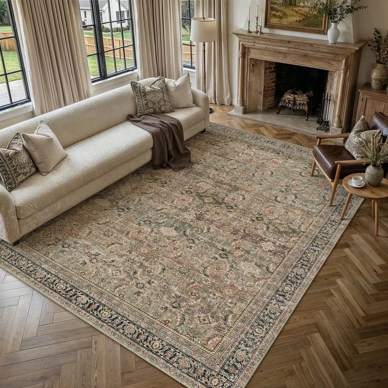BERTHMEER 9\u2019x12' Large Brown Area Rugs for Living Room Bedroom Office Dining Room Farmhouse ... | Walmart (US)