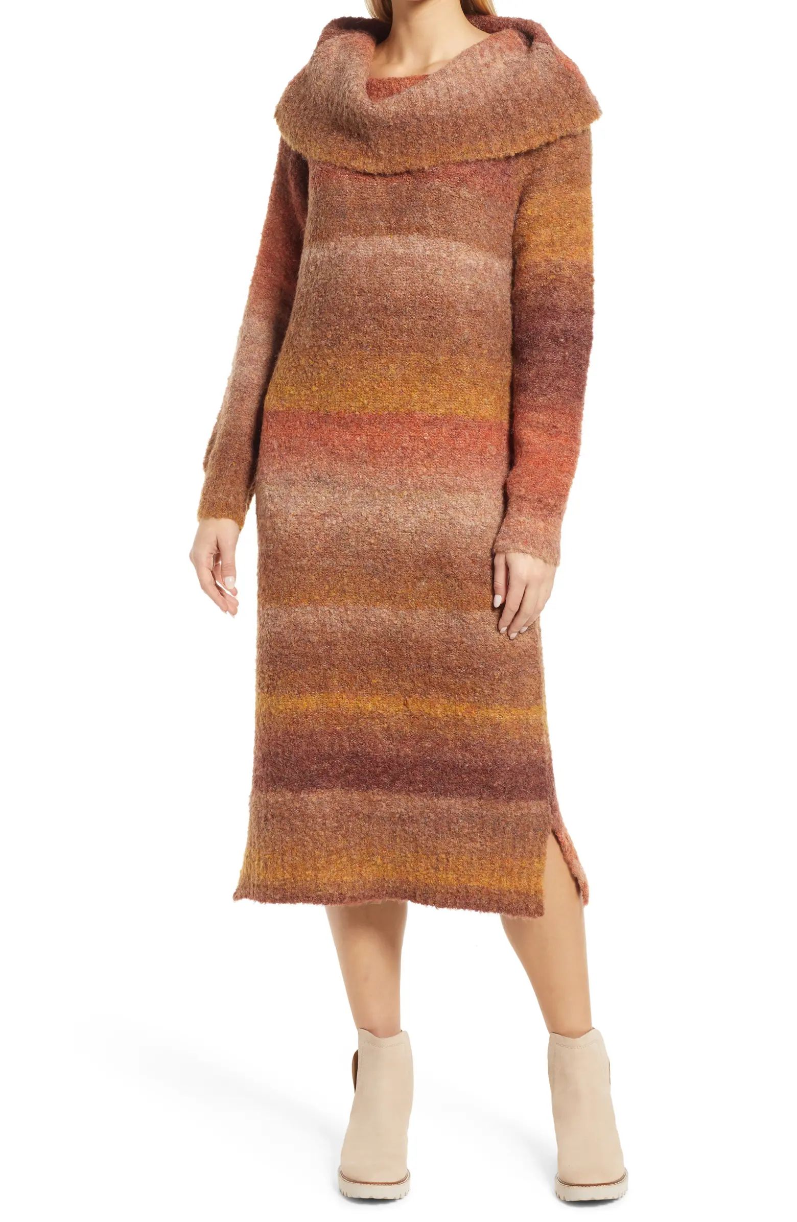 Caslon® Ombré Stripe Long Sleeve Sweater Dress | Nordstrom | Nordstrom