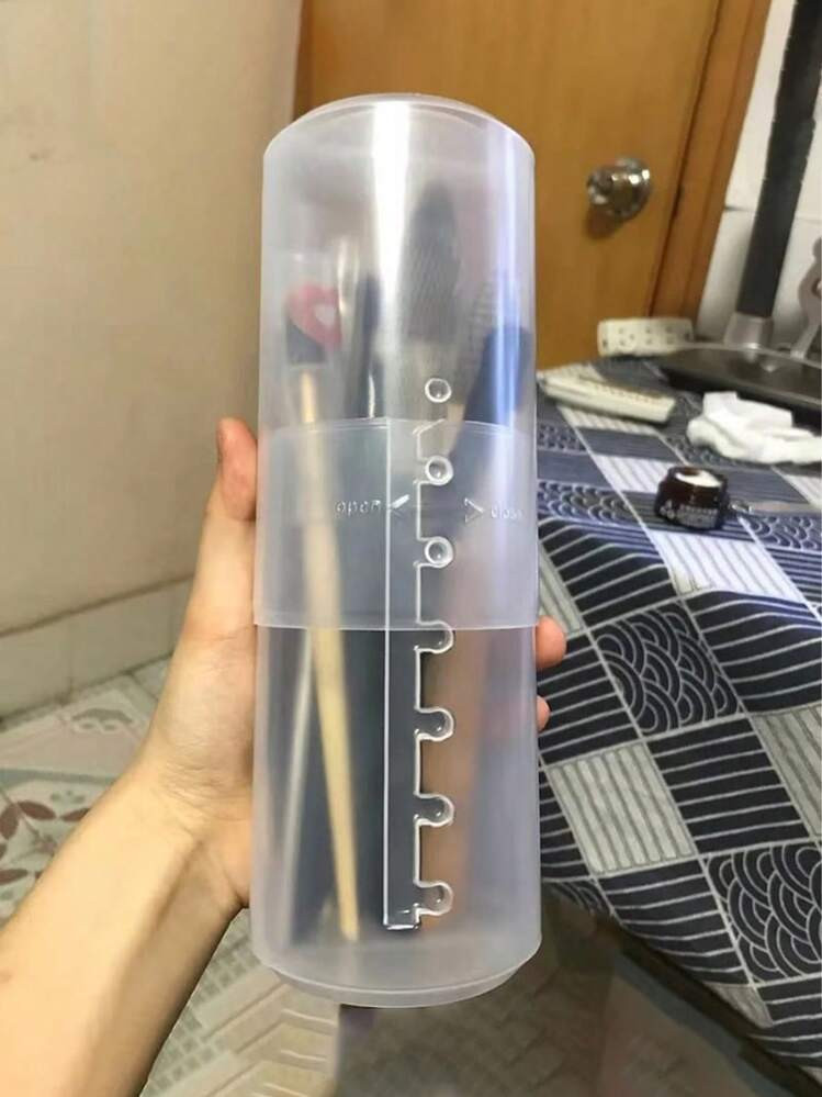1pc Transparent Makeup Brush Storage Barrel - Multifunctional Storage Tube - 6 Gears Adjustable & Retractable, Dust-Proof, Waterproof, With Cover, Brush Tube Bag,Room Decor, Bags,Makeup Bag,Vanity,Travel,Make Up Bag,Travel Essentials,Organizer,Storage,Travel Essential,Makeup Organizer,Makeup Bags,Make Up Organizer,Organiser,Toiletry Bag,Desk Organiser,Cosmetic Bag,Makeup Pouch,Make Up Organize,Vanity Accessories,Make Up Pouch,Make Up Bags,Jewellery Box,Pouch,Makeup Brush Holder,Brush Holder,Perfume Organiser,Pouch Bag | SHEIN