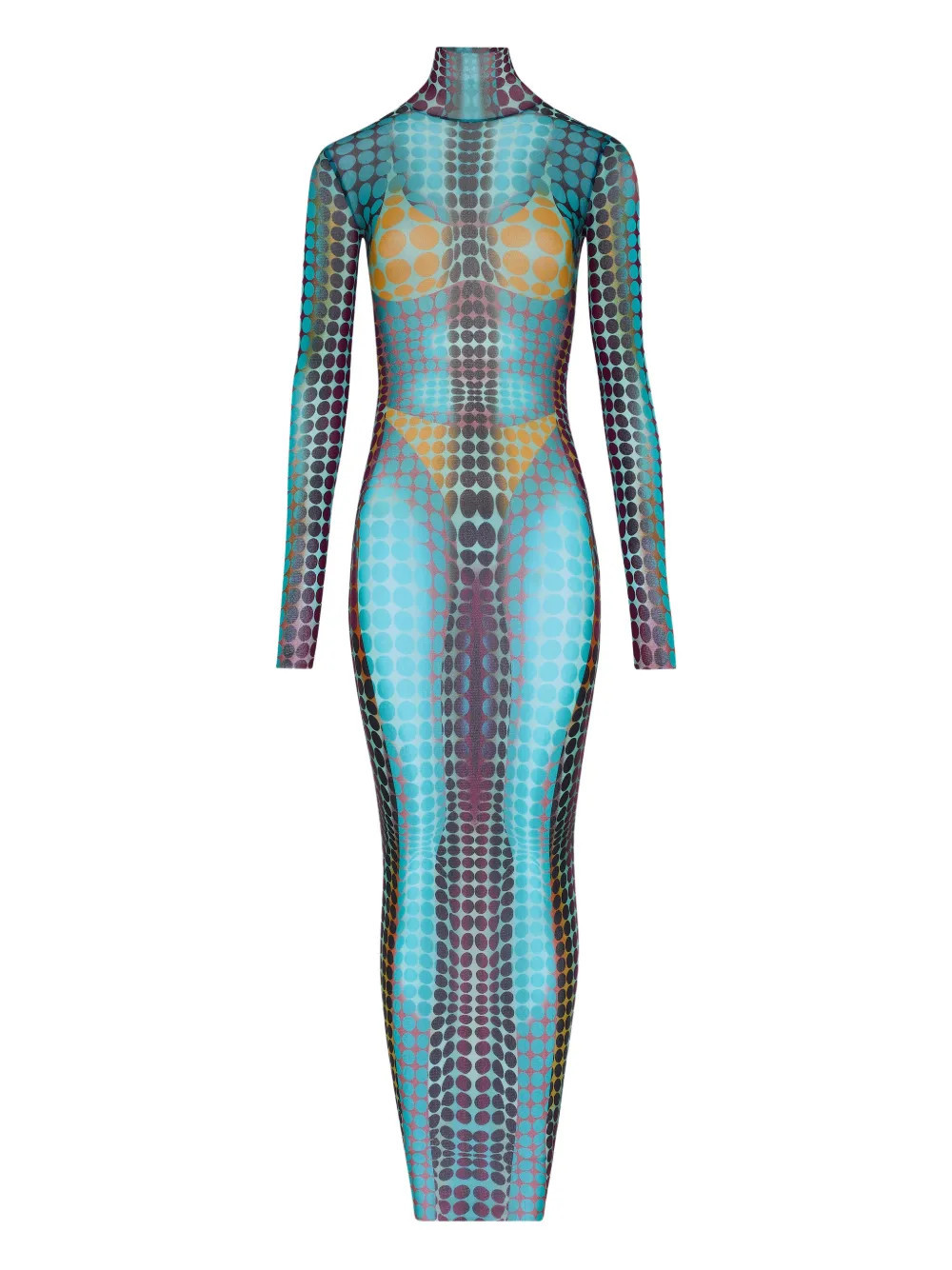 Jean Paul Gaultier long-sleeve dots maxi dress - Blue | Farfetch Global