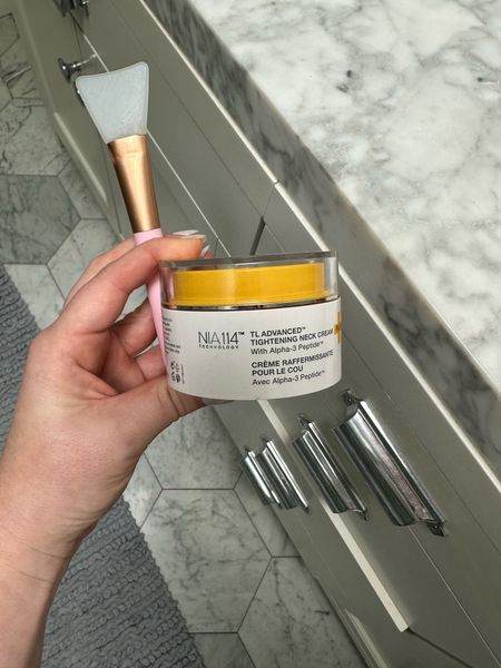 i love this neck cream - it softens the horizontal lines on my neck when I use it consistently but it's also supposed to be good for crepe-y-ness. I hated applying my neck cream since it got under my nails - this silicone spatula looks like a basting brush 😂 but has made me 83% more likely to actually apply my neck cream. only $5 for a pack of 3 & you can use them to apply masks as well.

#LTKbeauty #LTKhome #LTKfindsunder50