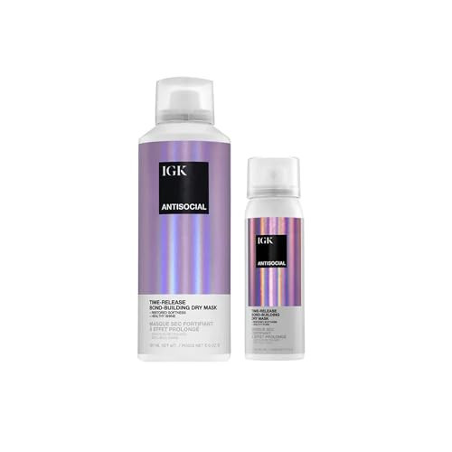 IGK Antisocial Dry Hair Mask – Leave-in Overnight Mask | Hair Bond-Building Treatment for Dry Hair | Overnight Hydration & Shine | Repairs, Softens & Perfect for Extensions | Full + Travel | Amazon (US)