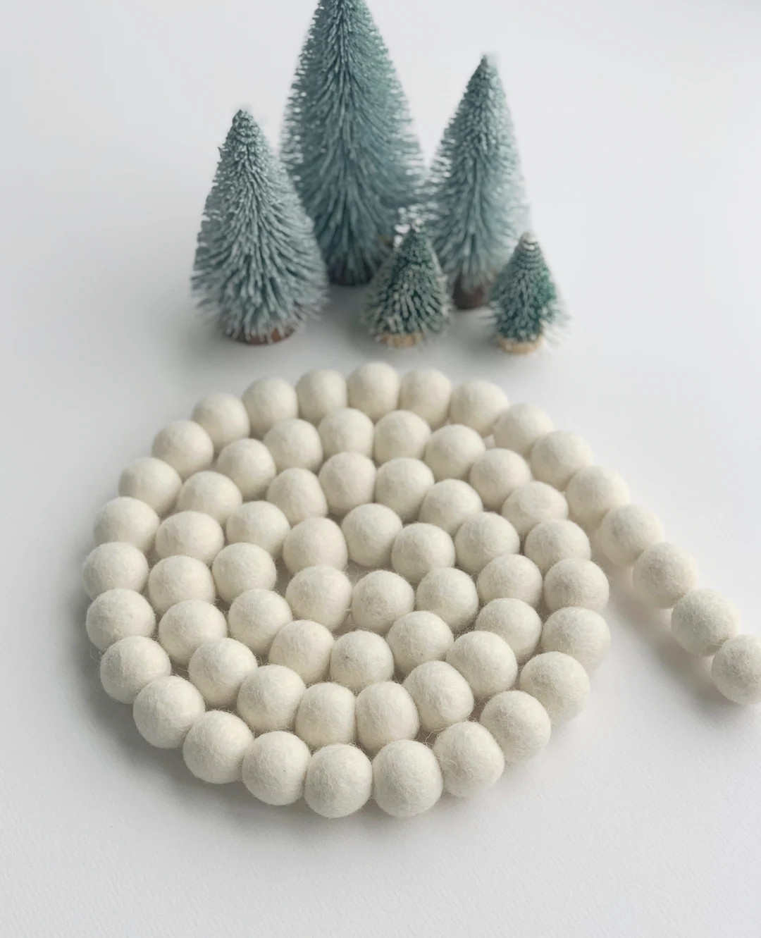 All White Christmas Felt Ball Garland - Ivory Felt Ball Garland - Etsy | Etsy (US)