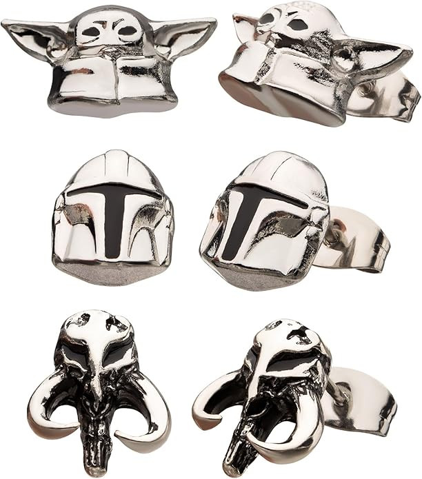 Star Wars Mandalorian Stud Earrings Set (3pcs) | Amazon (US)