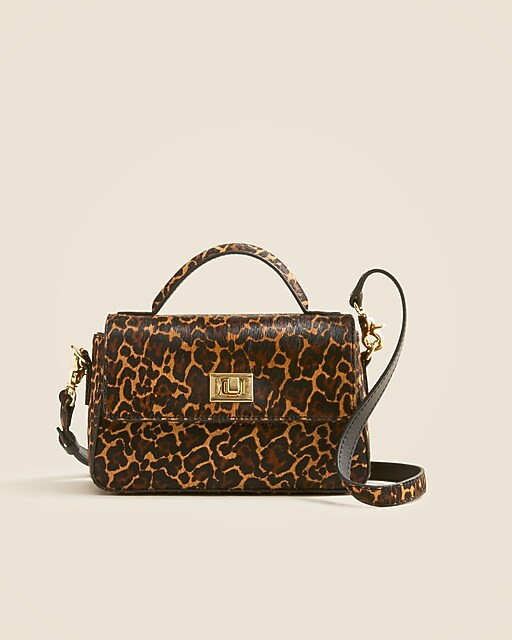Small Edie top-handle bag in leopard-print calf hair | J. Crew US