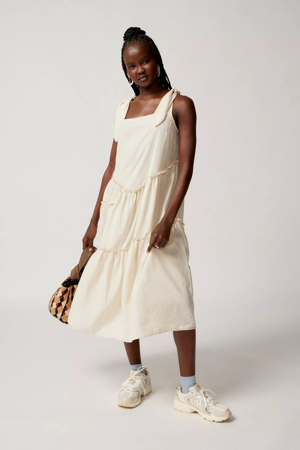 Urban Renewal Made In LA Eco Linen Tie Shoulder Tiered Maxi Dress | Urban Outfitters (US and RoW)