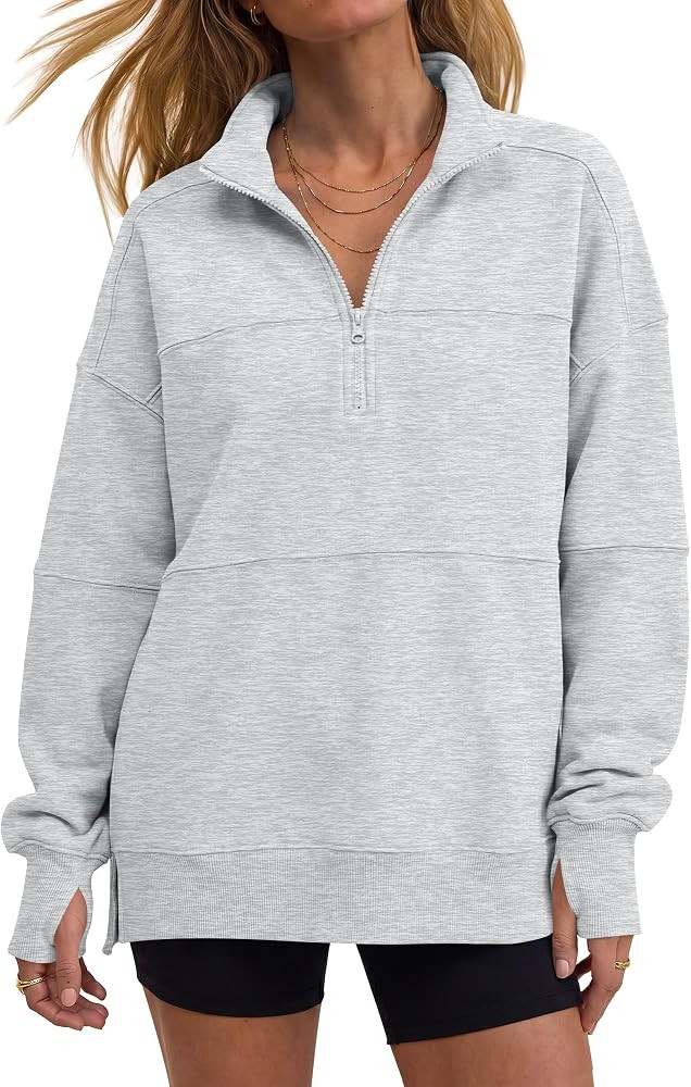 ANRABESS Women's Quarter Zip Pullover Oversized Sweatshirts | Amazon (US)
