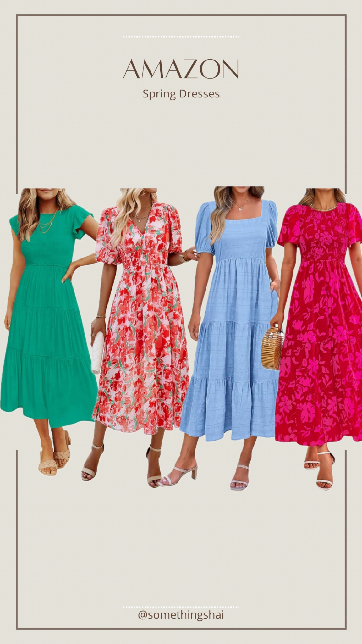 Beautiful Amazon spring dresses that would be perfect for Easter! Loving all the bright colors! 

#LTKstyletip #LTKfindsunder50 #LTKSeasonal