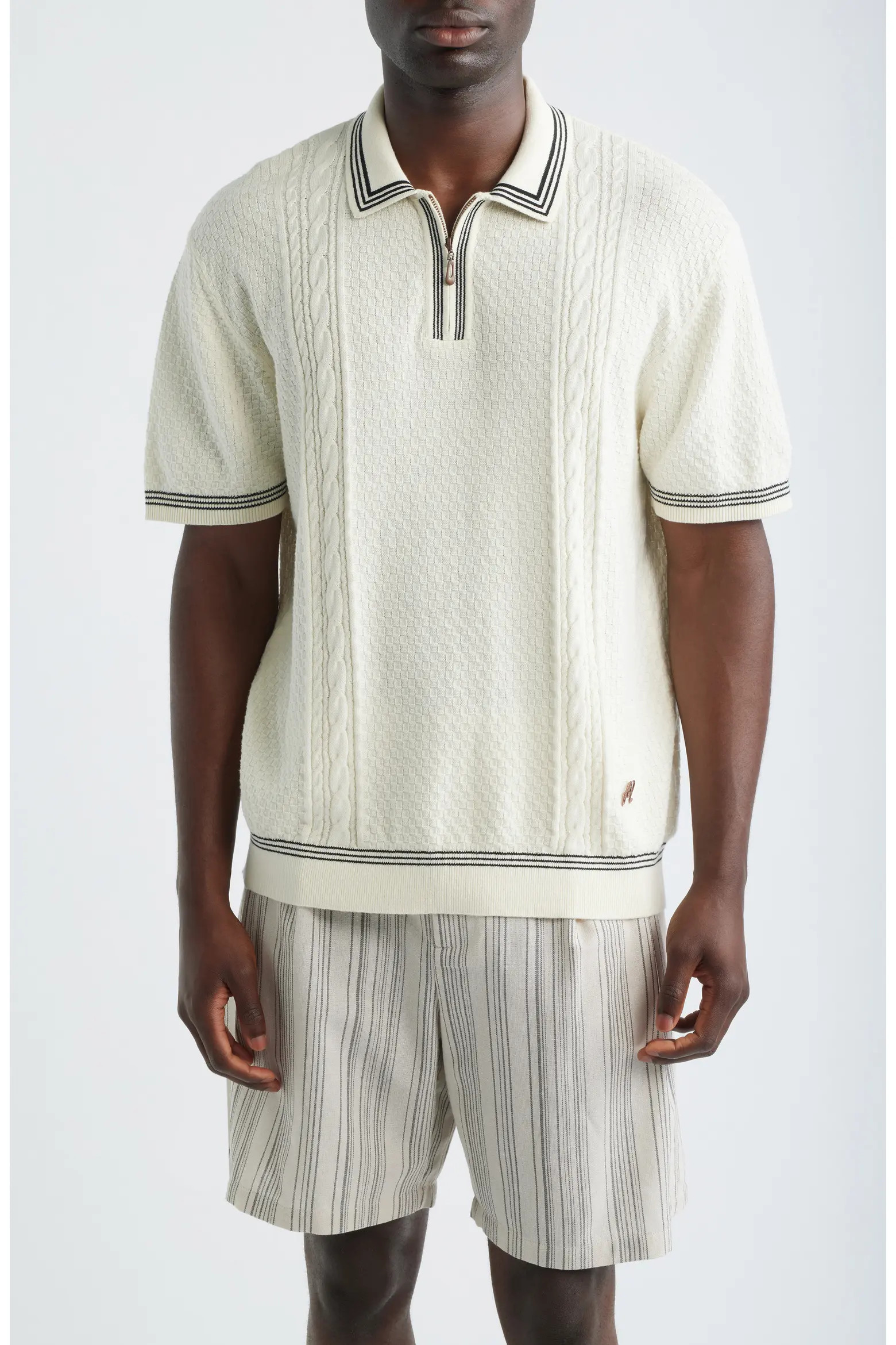 Navarro Textured Cotton Zip Polo (Men) | Nordstrom | Nordstrom