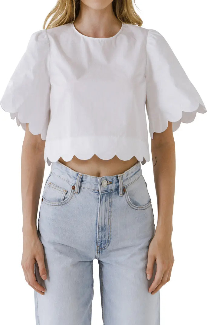 English Factory Scallop Edge Crop Top | Nordstrom | Nordstrom