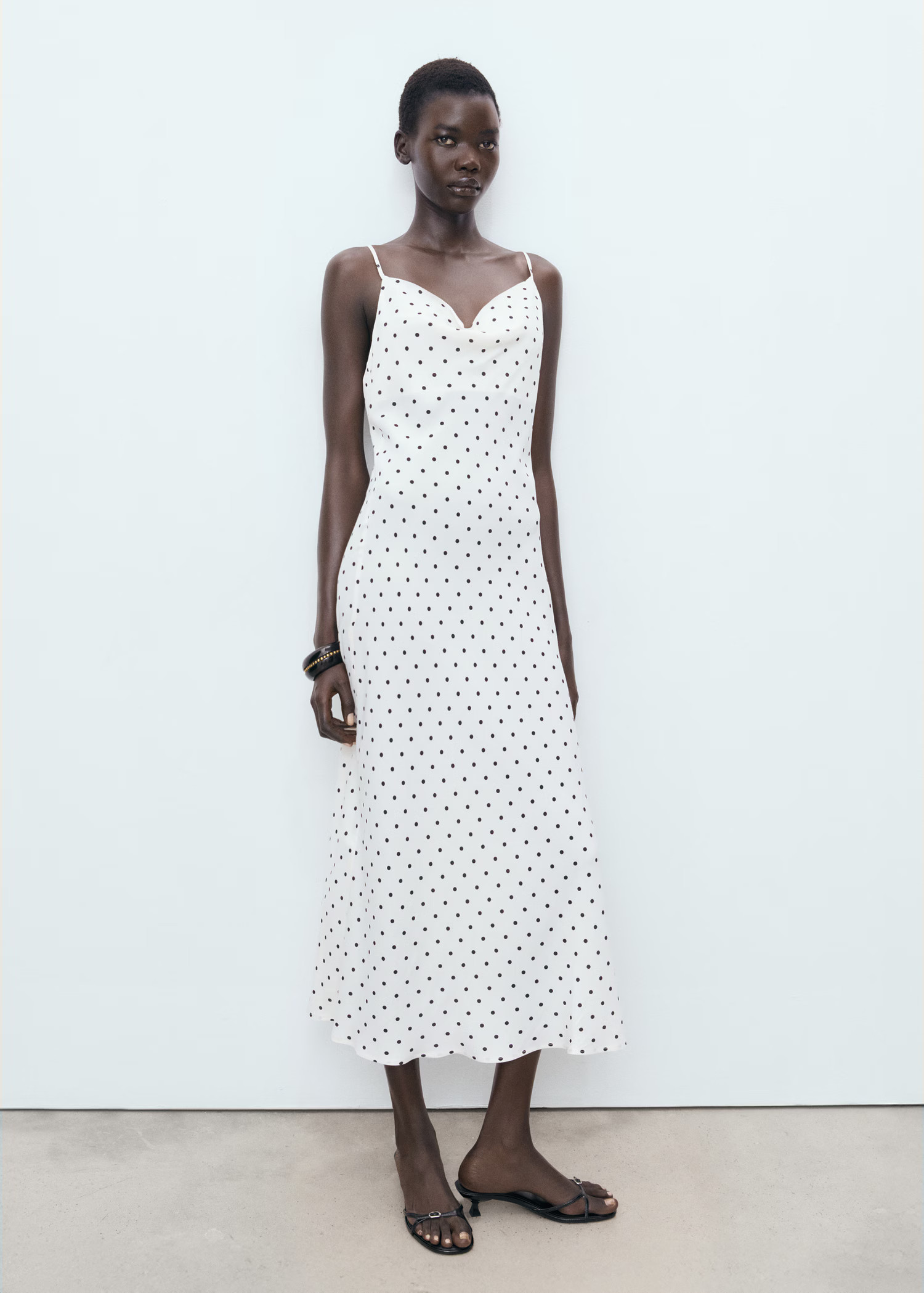 Long dress with draped neckline - Women | MANGO United Kingdom | MANGO (UK)