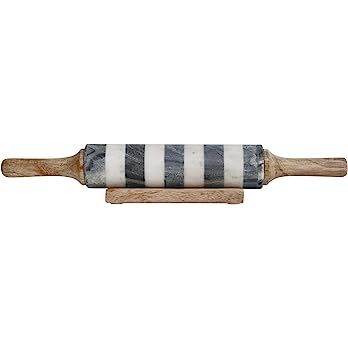 Bloomingville Striped Marble Rolling Pin with Wood Stand, Natural, Black, and White Kitchen Utili... | Amazon (US)